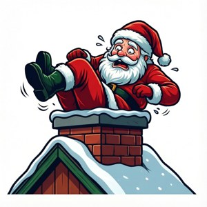 Santa Stuck in Chimney