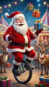 Santa Unicycle Juggler