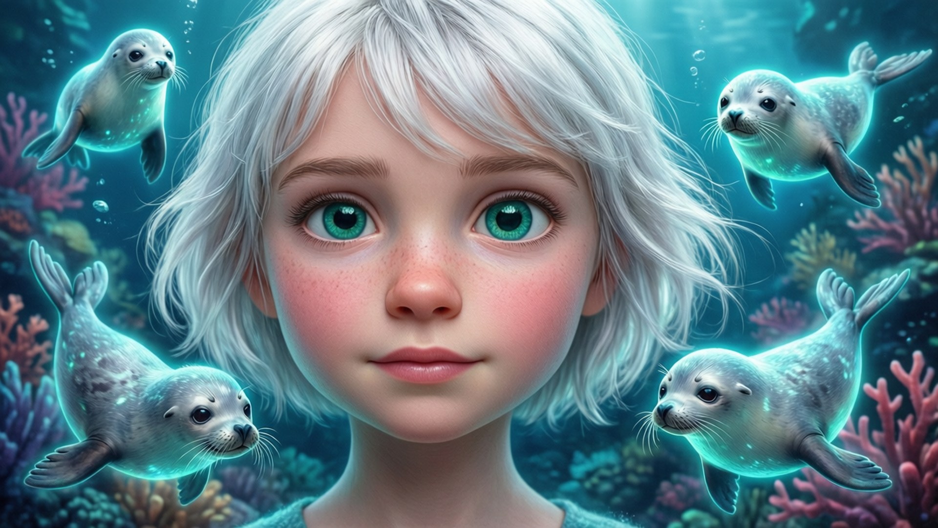Saoirse and the Seals by Wallpapers.art Studio