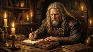 Sapkowski at His Desk