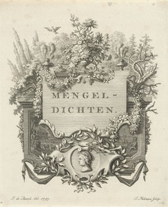Sarcofaag met bloemen en cartouche versierd