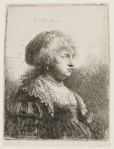Saskia met parels in het haar