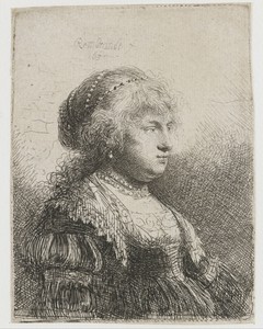 Saskia with pearls in her hair