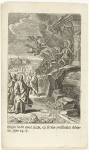 Satan troont voor de hellemond en spreekt met Christus
