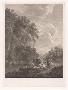 Saters en dryaden aan de oever van een rivier