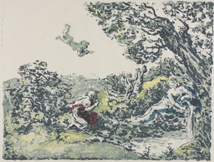 Satyr and Flying Cupid