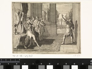 Saul tracht de harp spelende David te doden