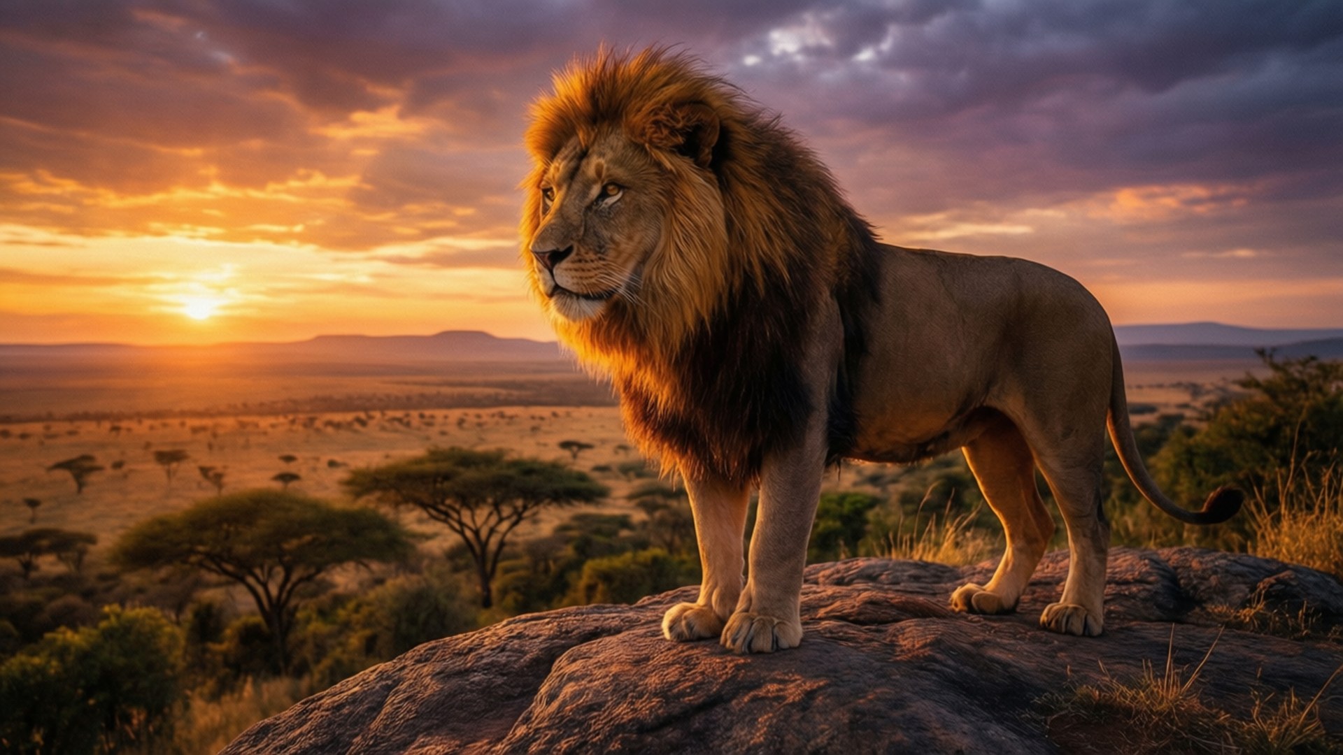 Savanna King at Dusk by Wallpapers.art Studio