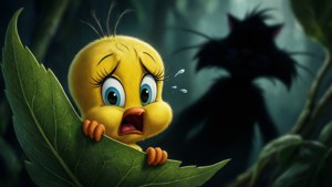Scared Tweety Hiding