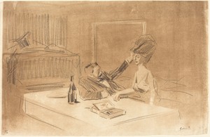 Scène de cabinet particulier (planche en largeur au lavis) (Scene in a Private Room) (horizontal plate with wash)