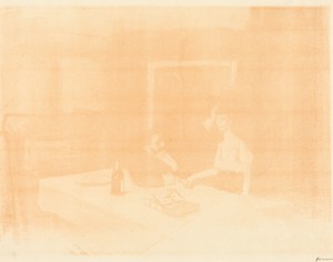 Scène de cabinet particulier (planche en largeur au lavis) (Scene in a Private Room) (horizontal plate)