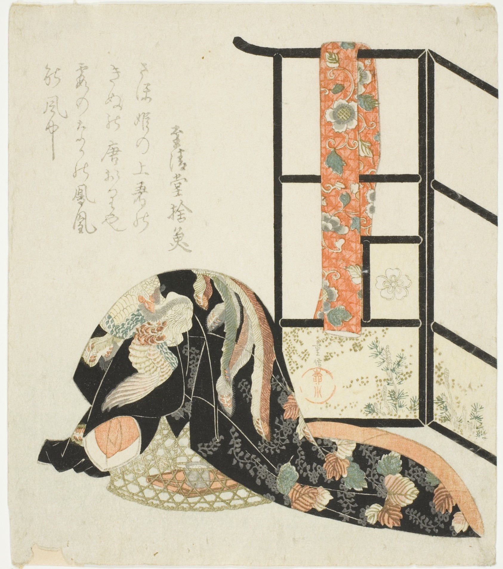 Scenting a kimono with incense by Yanagawa Shigenobu (I)