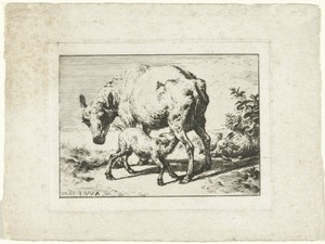 Schaap of ooi met twee lammeren