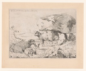 Schapen bij een hunebed