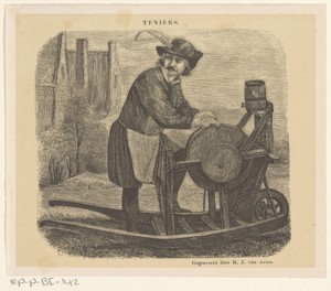 Scharenslijper in een landschap met huizen