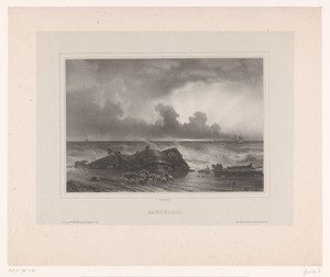 Scheepswrak in de branding