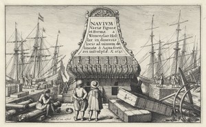 Schepen in een haven met goederen op de kade