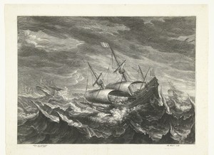 Schepen op zee met hoge golven