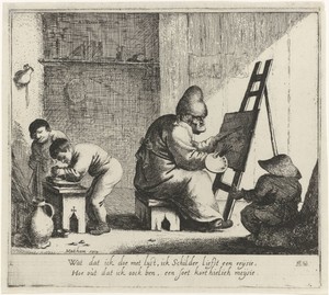 Schilder in atelier