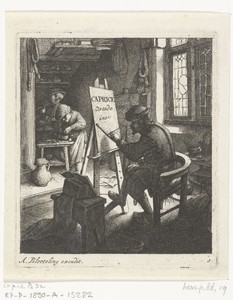 Schilder in zijn atelier