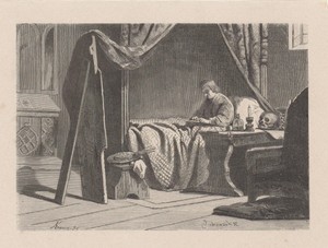 Schilder in zijn atelier