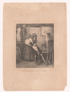 Schilder met vrouw in zijn atelier