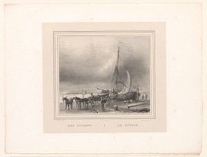 Schip aan het strand wordt ingeladen