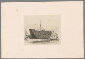 Schip liggend op de oever bij Deptford