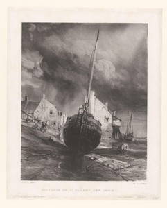 Schip op het strand van Saint-Valery-sur-Somme