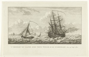 Schip Prins Willem loopt vast op zandbank Zuiderhaaks bij Den Helder op 14 september 1781