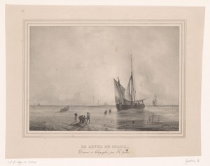 Schip voor anker bij zonsopgang