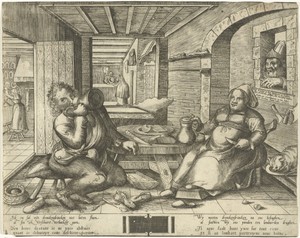 Schoenmaker en zijn vrouw, bier drinkend in een vertrek