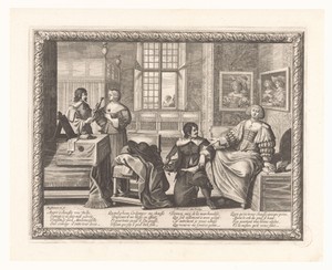 Schoenmaker past een vrouw een schoen