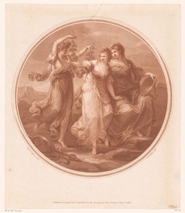 Schoonheid (Bellezza) geadviseerd door Voorzichtigheid (Prudentia), wijst de verleidingen van Dwaasheid (Pazzia) af