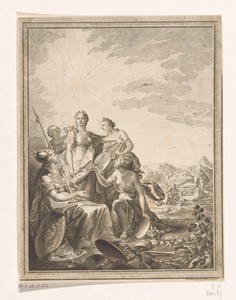 Schoonheid met Minerva en de drie gratieën