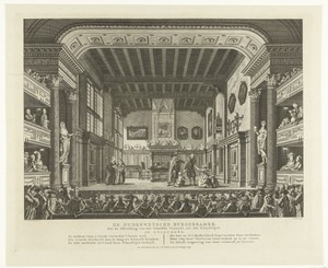 Schouwburg met toneeldecor: De Ouderwetsche Burgerkamer