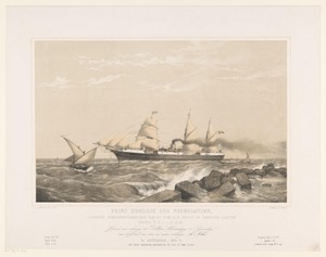 Schroefstoomschip Prins Hendrik der Nederlanden varend op zee