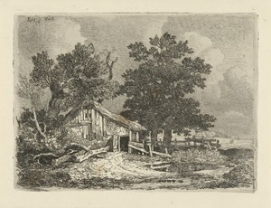 Schuur in een landschap