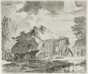 Schuur in een landschap