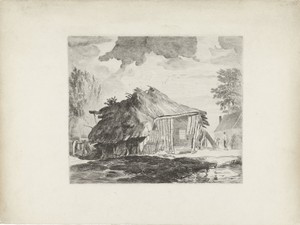 Schuur in een landschap