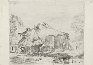 Schuur in een landschap