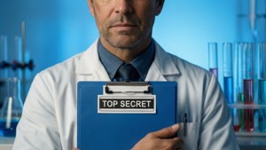 Scientist with Top Secret Clipboard