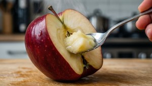 Scooping Velvet Apple Flesh