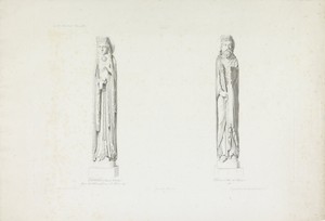 Sculpturen van Clothilde en Clovis I uit de Notre-Dame de Corbeil