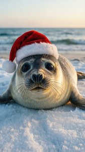 Seal in Santa Hat