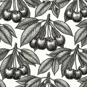 Seamless Black and White Brush Cherry