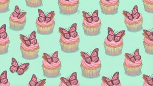 Seamless Butterfly Cake Pattern