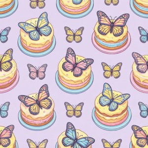 Seamless Butterfly Cake Pattern