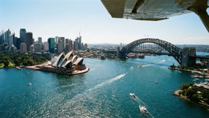 Seaplane Over Harbour