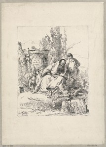 Seated Magus Observing Skulls, and Other Figures, plate 5 from the Scherzi di Fantasia